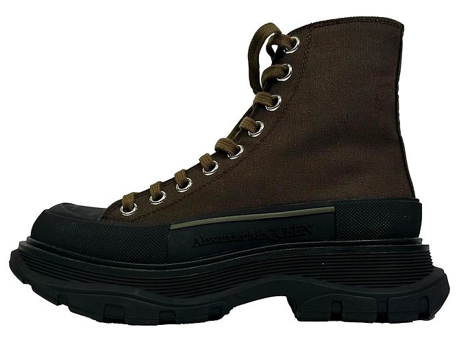 Alexander McQueen Tread Slick High-Top Sneaker aus Khaki-Canvas Grün - Ansicht 4