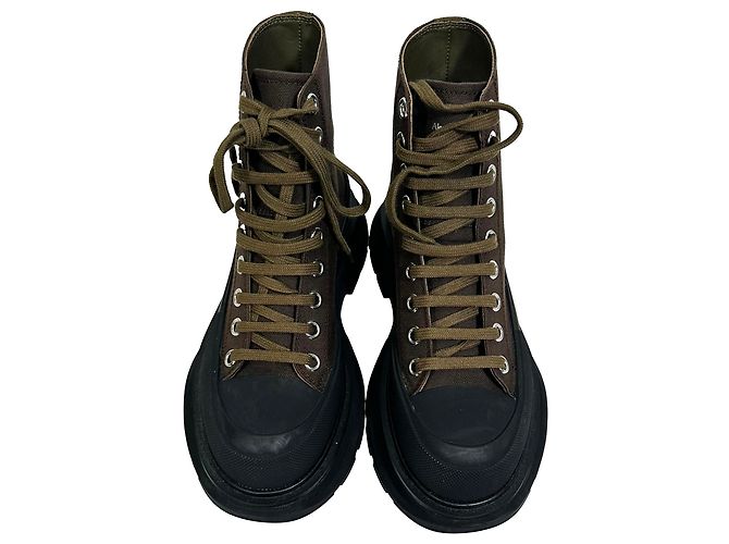 Alexander McQueen Tread Slick High-Top Sneaker aus Khaki-Canvas Grün - Ansicht 5