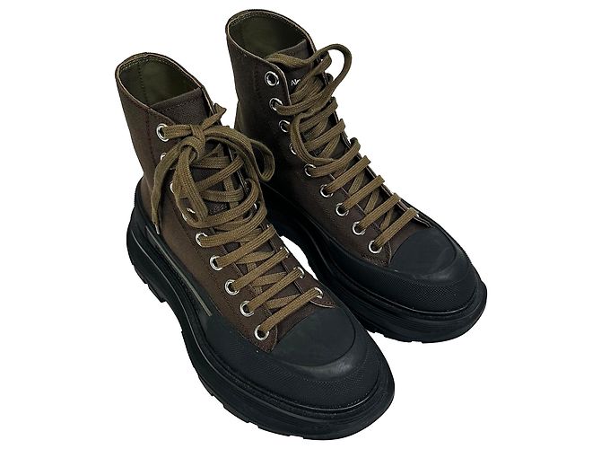 Alexander McQueen Tread Slick High-Top Sneaker aus Khaki-Canvas Grün - Ansicht 6