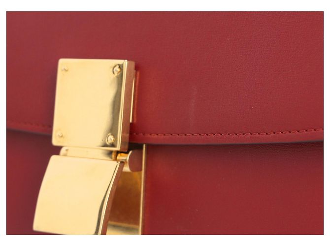 Céline Borsa a tracolla Celine Medium Classic Box in pelle di vitello bordeaux Rosso Bordò - vista 6