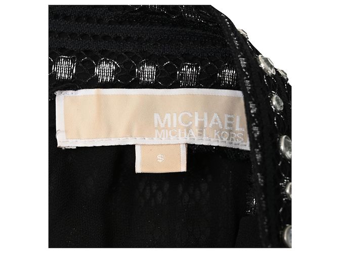 Mini abito in pizzo decorato Michael Kors in nylon nero - vista 4