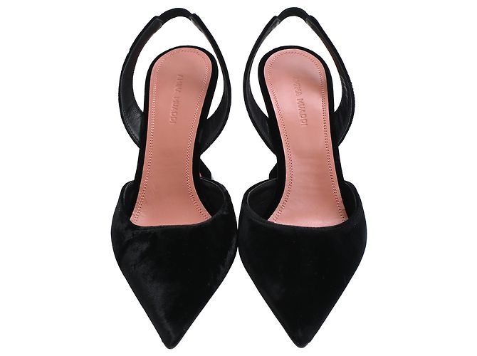 Décolleté slingback Amina Muaddi Holli 95 in velluto nero - vista 2