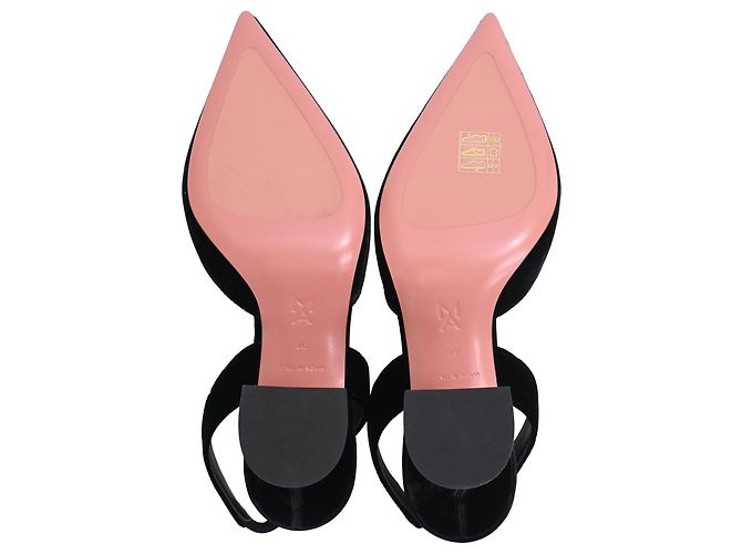 Décolleté slingback Amina Muaddi Holli 95 in velluto nero - vista 6