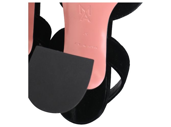Décolleté slingback Amina Muaddi Holli 95 in velluto nero - vista 7