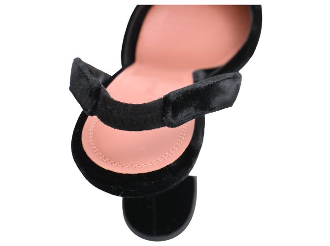 Décolleté slingback Amina Muaddi Holli 95 in velluto nero - vista 8