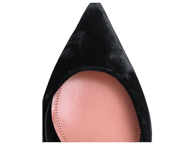 Décolleté slingback Amina Muaddi Holli 95 in velluto nero - vista 9