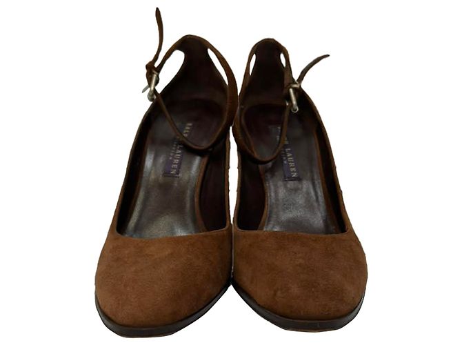 Escarpins com fivela Ralph Lauren Collection em couro e camurça marrom - vista 2