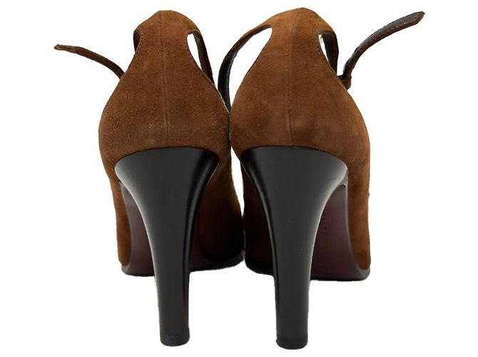 Escarpins com fivela Ralph Lauren Collection em couro e camurça marrom - vista 3