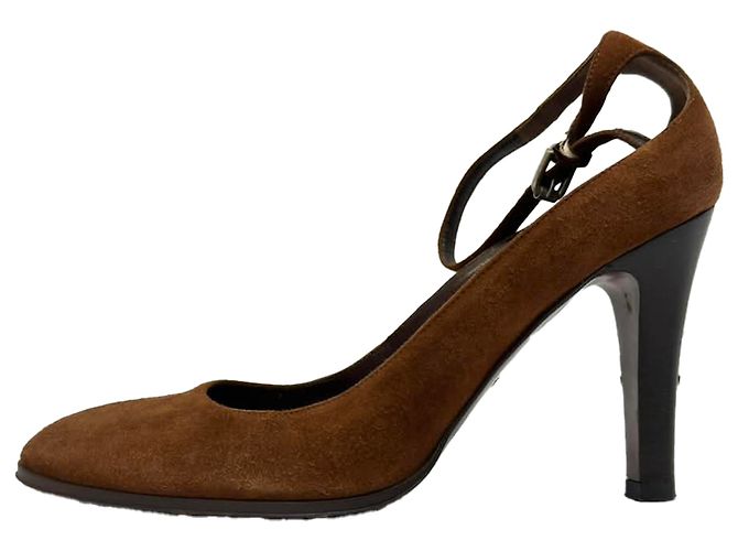 Escarpins com fivela Ralph Lauren Collection em couro e camurça marrom - vista 4
