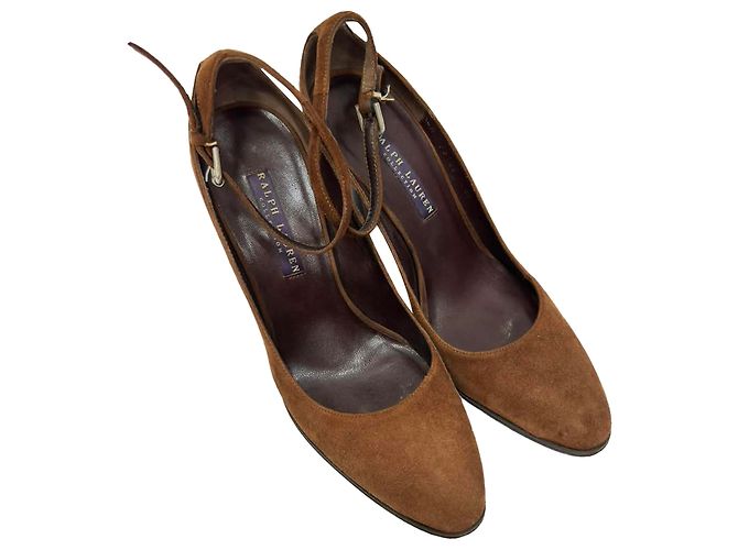 Escarpins com fivela Ralph Lauren Collection em couro e camurça marrom - vista 5