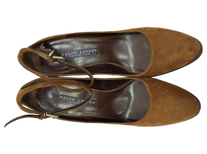 Escarpins com fivela Ralph Lauren Collection em couro e camurça marrom - vista 6