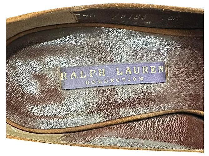Escarpins com fivela Ralph Lauren Collection em couro e camurça marrom - vista 8