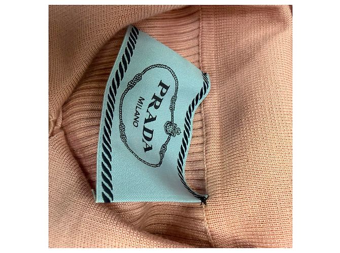 Prada Midi-Kleid aus rosa Wolle mit Rippstrick und Plissee Pink - Ansicht 5