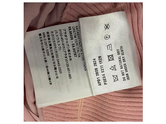 Prada Midi-Kleid aus rosa Wolle mit Rippstrick und Plissee Pink - Ansicht 7
