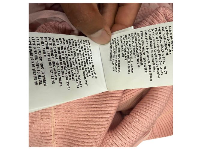 Prada Midi-Kleid aus rosa Wolle mit Rippstrick und Plissee Pink - Ansicht 9