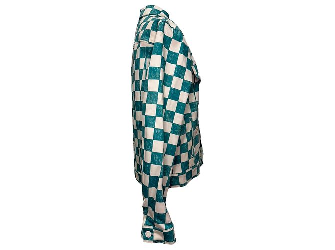 Chaqueta Trucker Louis Vuitton Damier Denim en algodón verde - vista 3