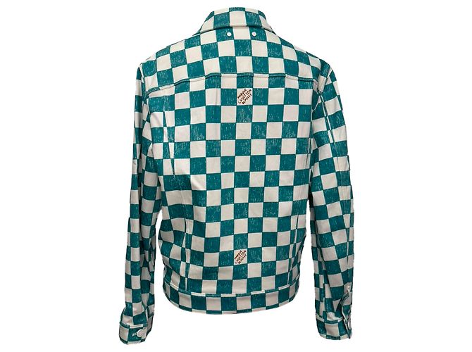 Chaqueta Trucker Louis Vuitton Damier Denim en algodón verde - vista 4