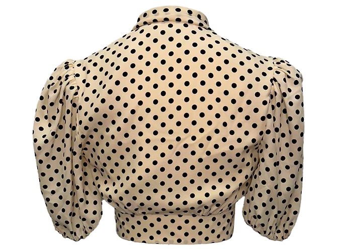 Top de seda blanca con mangas abullonadas y lunares Miu Miu Blanco - vista 3
