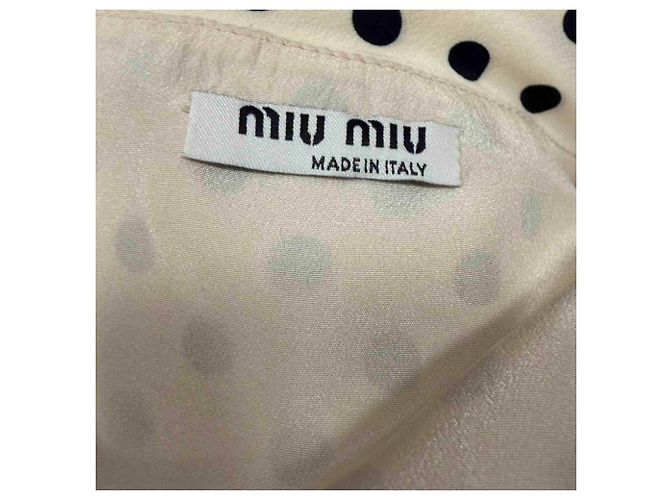 Top de seda blanca con mangas abullonadas y lunares Miu Miu Blanco - vista 4