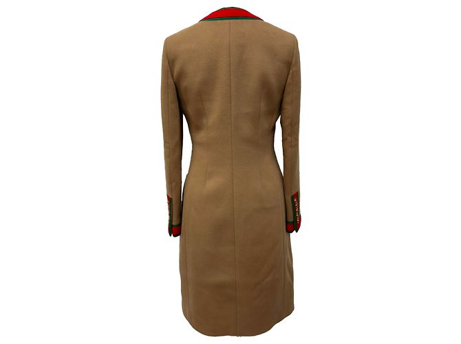 Abrigo Gucci GG Web de botonadura sencilla en lana marrón Castaño Roja - vista 3