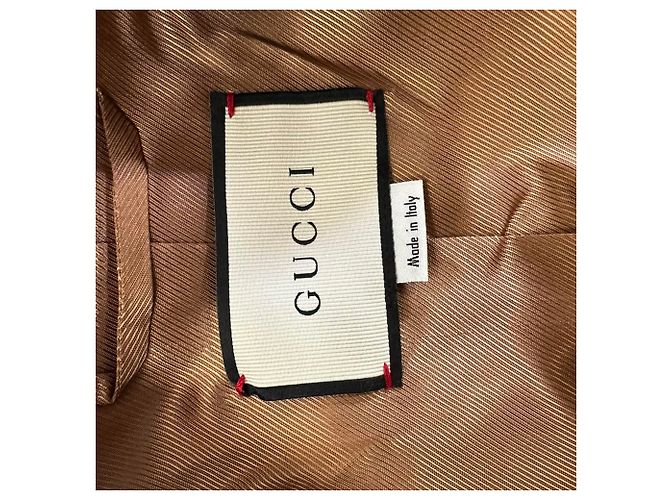 Abrigo Gucci GG Web de botonadura sencilla en lana marrón Castaño Roja - vista 5