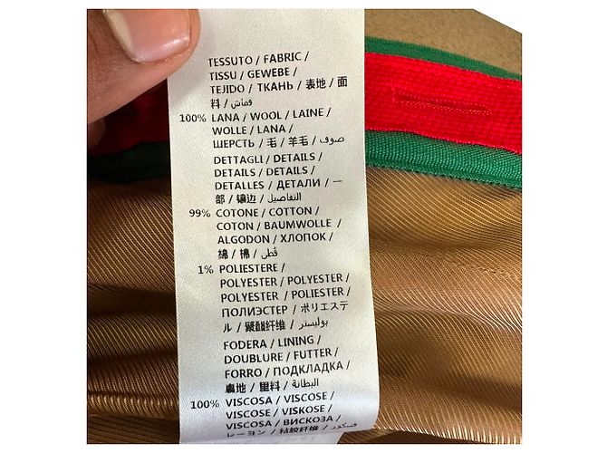 Abrigo Gucci GG Web de botonadura sencilla en lana marrón Castaño Roja - vista 8