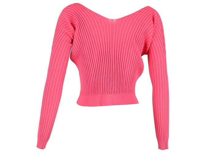 Cárdigan corto La Maille Pralu de Jacquemus en viscosa rosa Castaño - vista 3