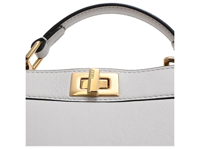 Fendi Petite Peekaboo I See U Handtasche aus grauem Lammleder - Ansicht 12