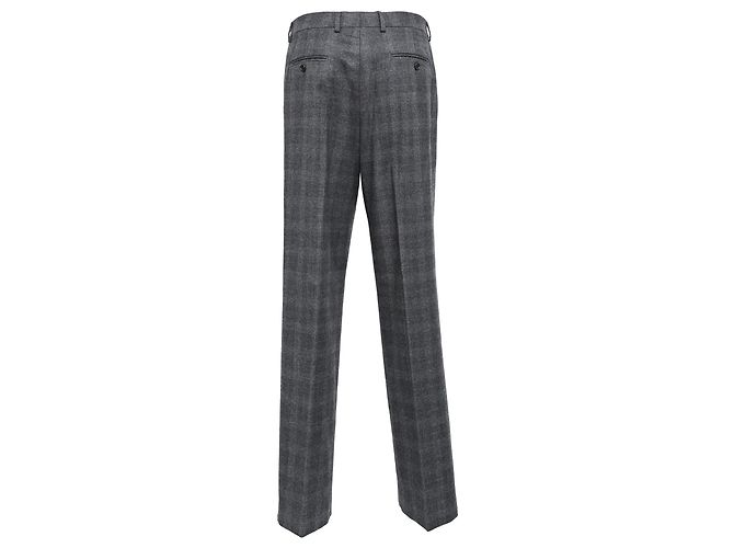 Céline Pantalones de pierna recta a cuadros Celine en lana gris - vista 2
