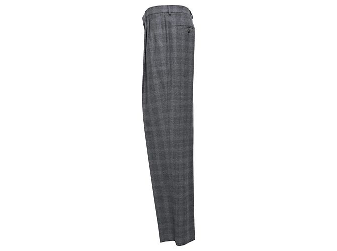 Céline Pantalones de pierna recta a cuadros Celine en lana gris - vista 3
