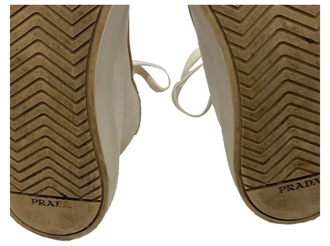 Sneakers alte in gabardine Prada in tela bianca Bianco - vista 11