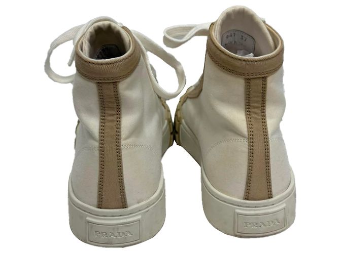 Sneakers alte in gabardine Prada in tela bianca Bianco - vista 4