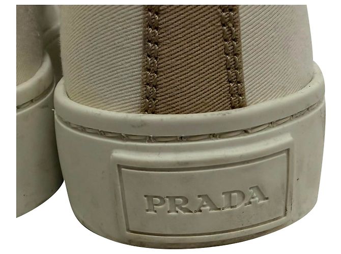 Sneakers alte in gabardine Prada in tela bianca Bianco - vista 8