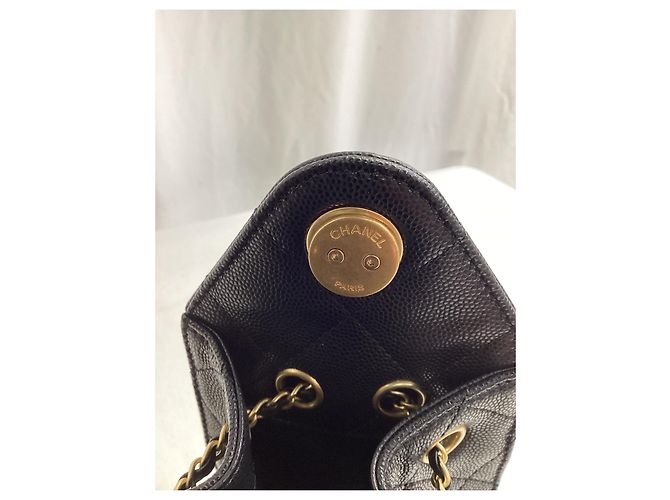Timeless Mini Chanel 25 in pelle caviar trapuntata nera D'oro Metallico - vista 13