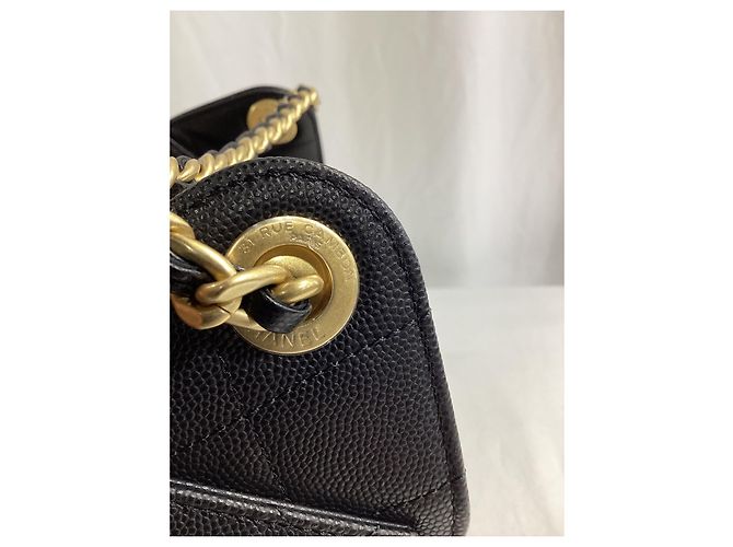 Timeless Mini Chanel 25 in pelle caviar trapuntata nera D'oro Metallico - vista 16