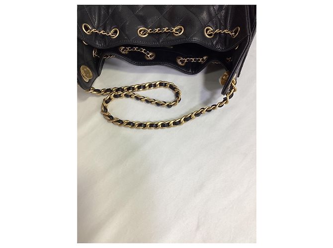 Timeless Mini Chanel 25 in pelle caviar trapuntata nera D'oro Metallico - vista 17