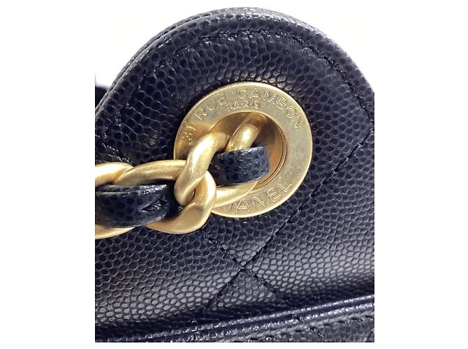 Timeless Mini Chanel 25 in pelle caviar trapuntata nera D'oro Metallico - vista 18