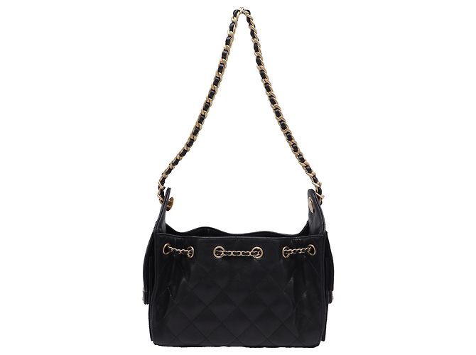Timeless Mini Chanel 25 in pelle caviar trapuntata nera D'oro Metallico - vista 4
