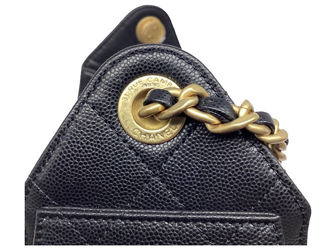 Timeless Mini Chanel 25 in pelle caviar trapuntata nera D'oro Metallico - vista 6