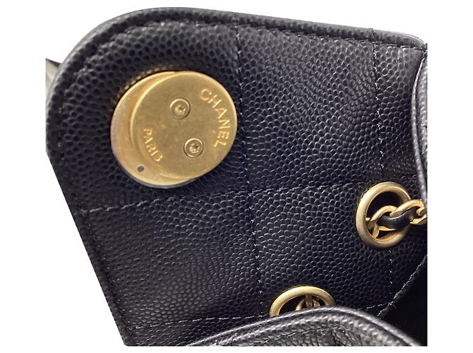 Timeless Mini Chanel 25 in pelle caviar trapuntata nera D'oro Metallico - vista 7