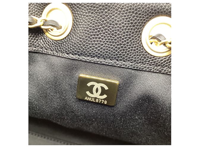 Timeless Mini Chanel 25 in pelle caviar trapuntata nera D'oro Metallico - vista 8