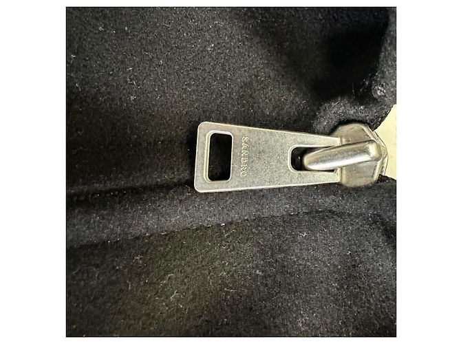 Sandro Paris Zip-Up Utility Jacket aus schwarzer Wolle - Ansicht 4