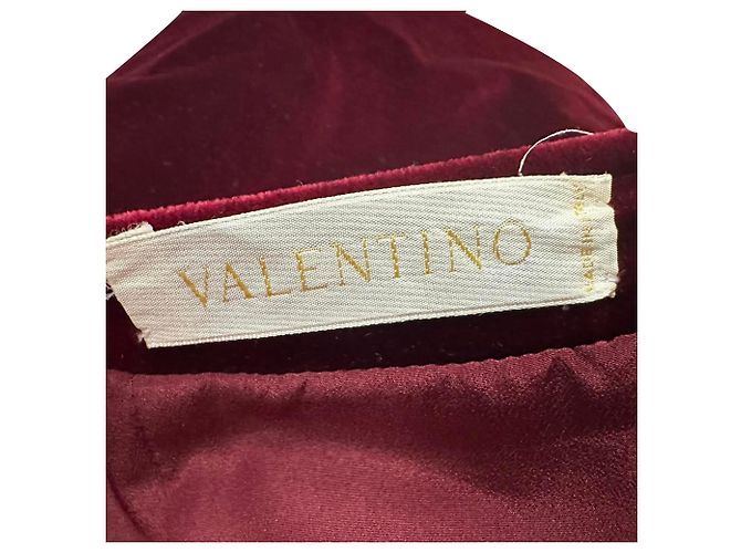 Valentino Garavani Falda lápiz midi Valentino en terciopelo burdeos Roja - vista 3