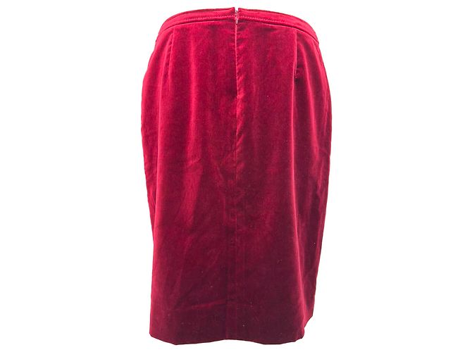 Valentino Garavani Falda lápiz midi Valentino en terciopelo burdeos Roja - vista 4