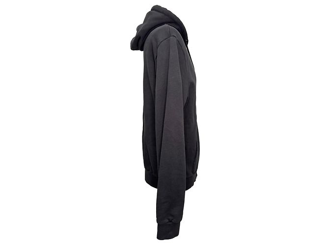 Sandro Paris Logo-bestickter Kapuzenpullover mit Reißverschluss aus schwarzer Baumwolle - Ansicht 2