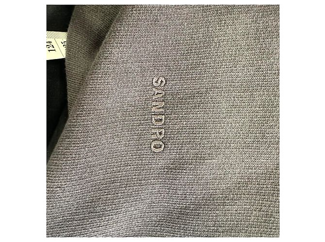 Sandro Paris Logo-bestickter Kapuzenpullover mit Reißverschluss aus schwarzer Baumwolle - Ansicht 5