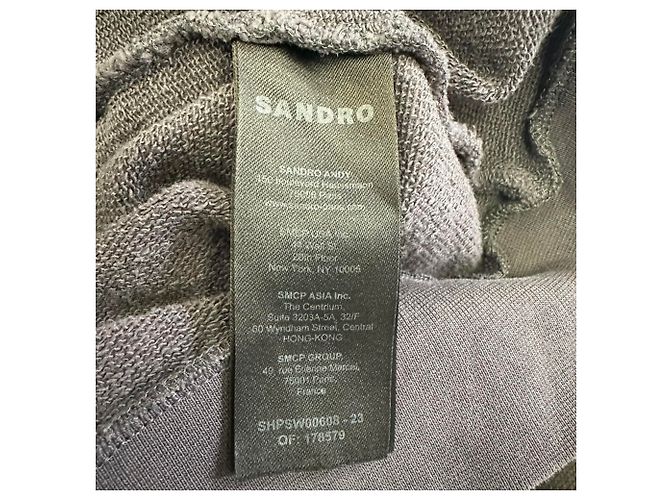 Sandro Paris Logo-bestickter Kapuzenpullover mit Reißverschluss aus schwarzer Baumwolle - Ansicht 7