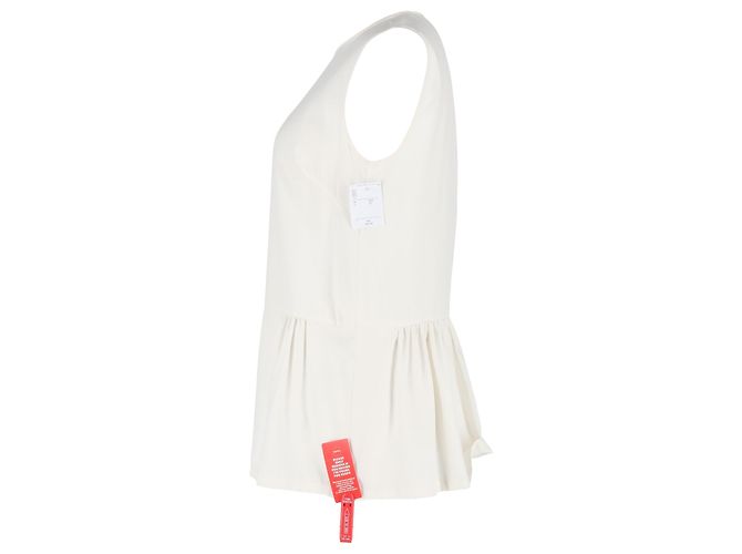 Top sin mangas peplum en seda blanca Marni Blanco Crudo - vista 2