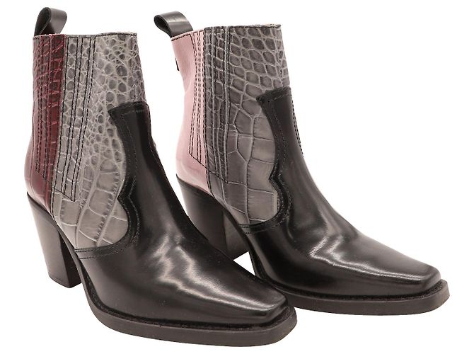 Stivaletti Western Ganni in pelle multicolore Stampa python - vista 4
