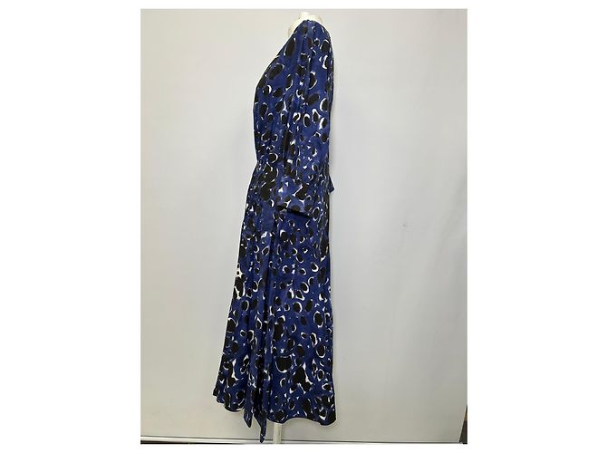 Vestido midi evasé estampado en algodón azul Marni - vista 2